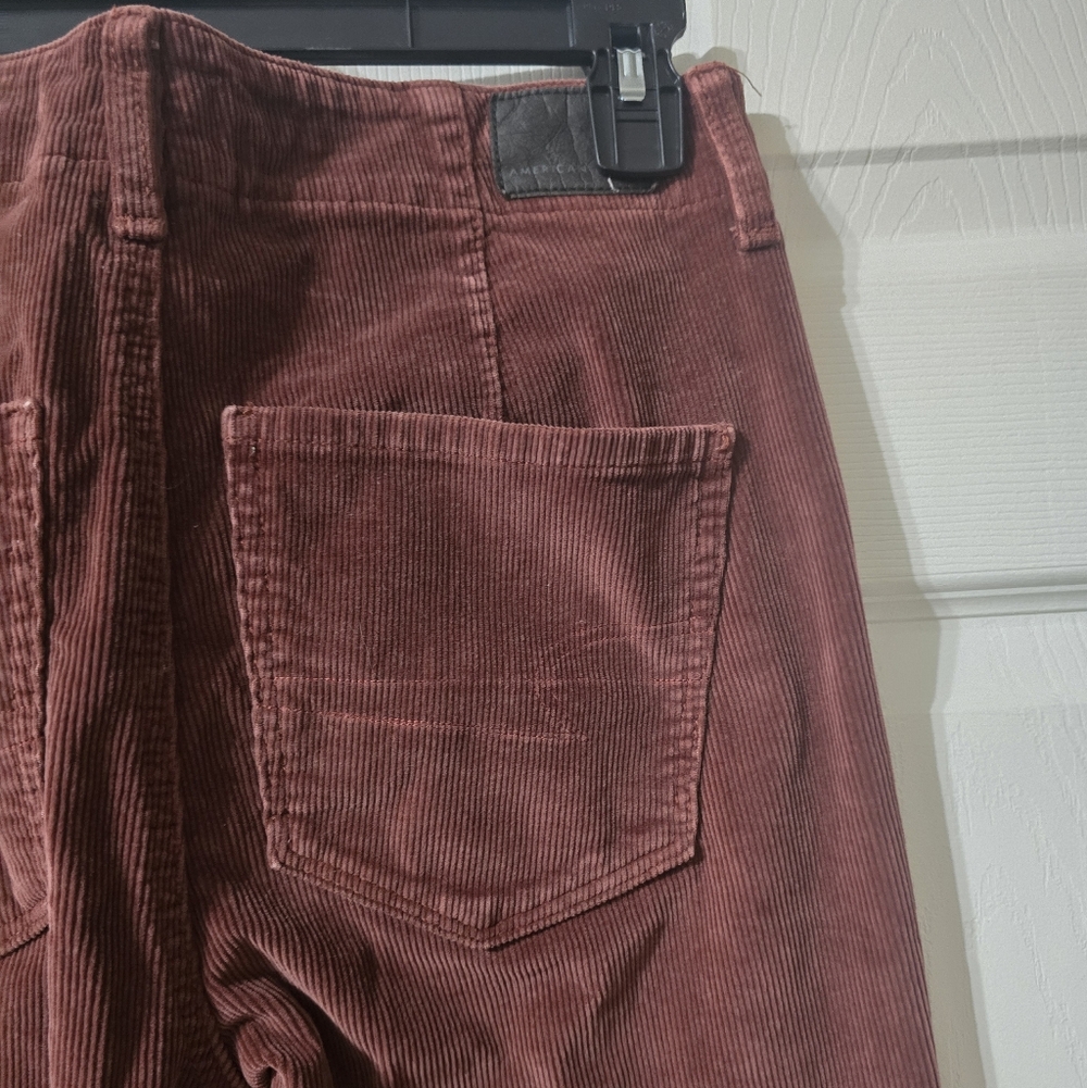 American Eagle Super High Rise Rusty Red Corduroy Flare Pants, Size 4, EUC! - Picture 11 of 13